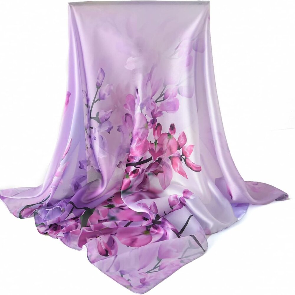 100% Mulberry Silk Scarf-Printed or Solid Color 35” Square Large Silk Hair Head